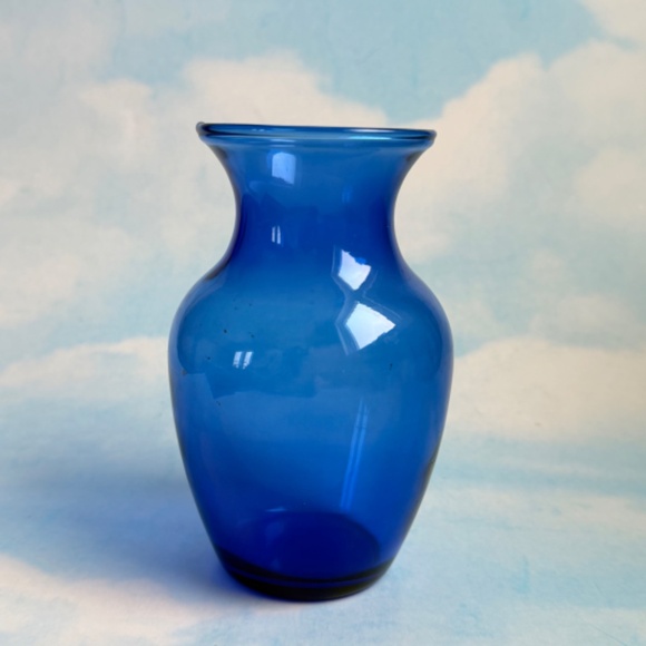 VINTAGE Vases Cobalt Blue Glass Pair (2) - Picture 13 of 15